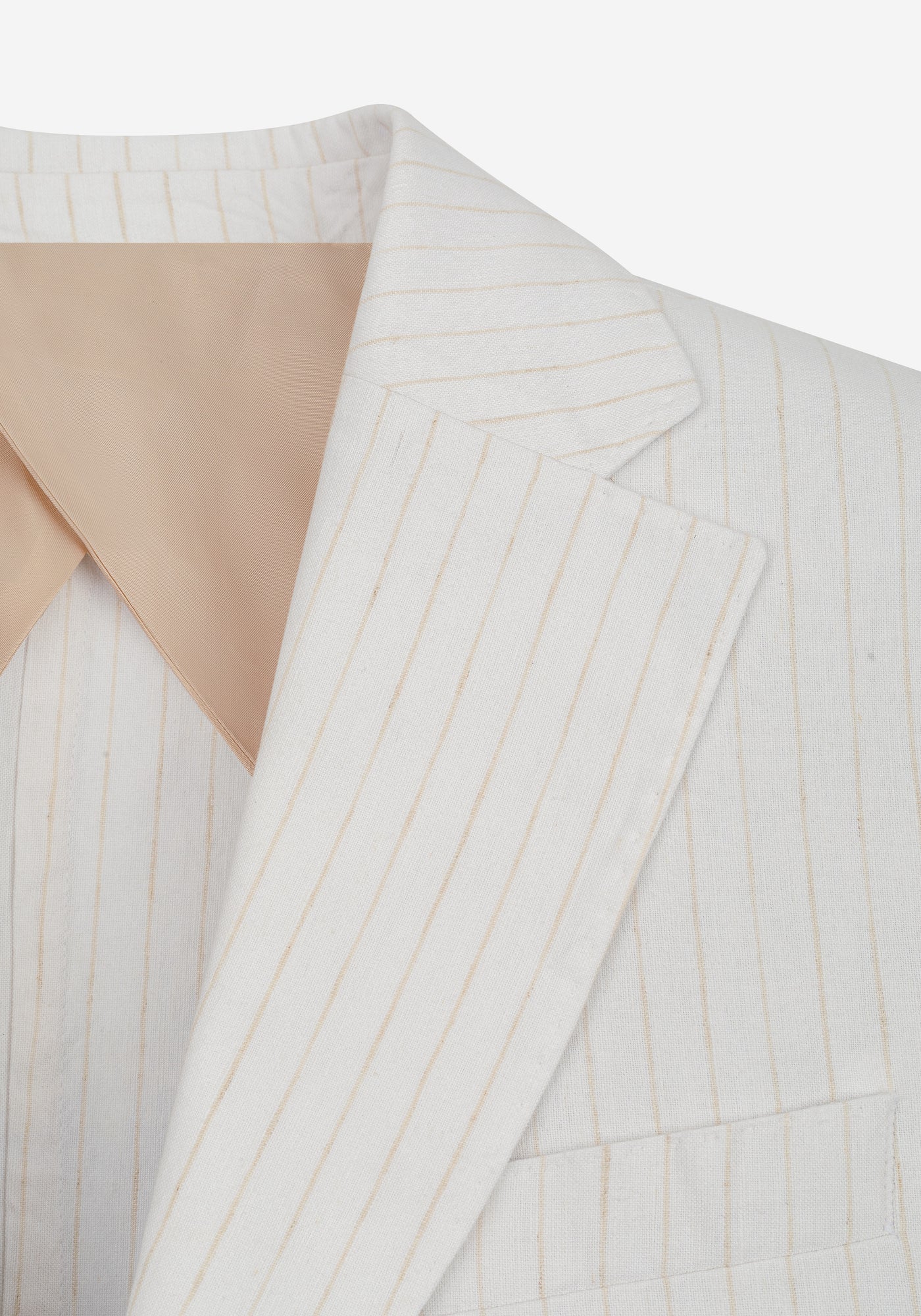 White Desert Beige Stripe Cotton Tencel Linen Blazer