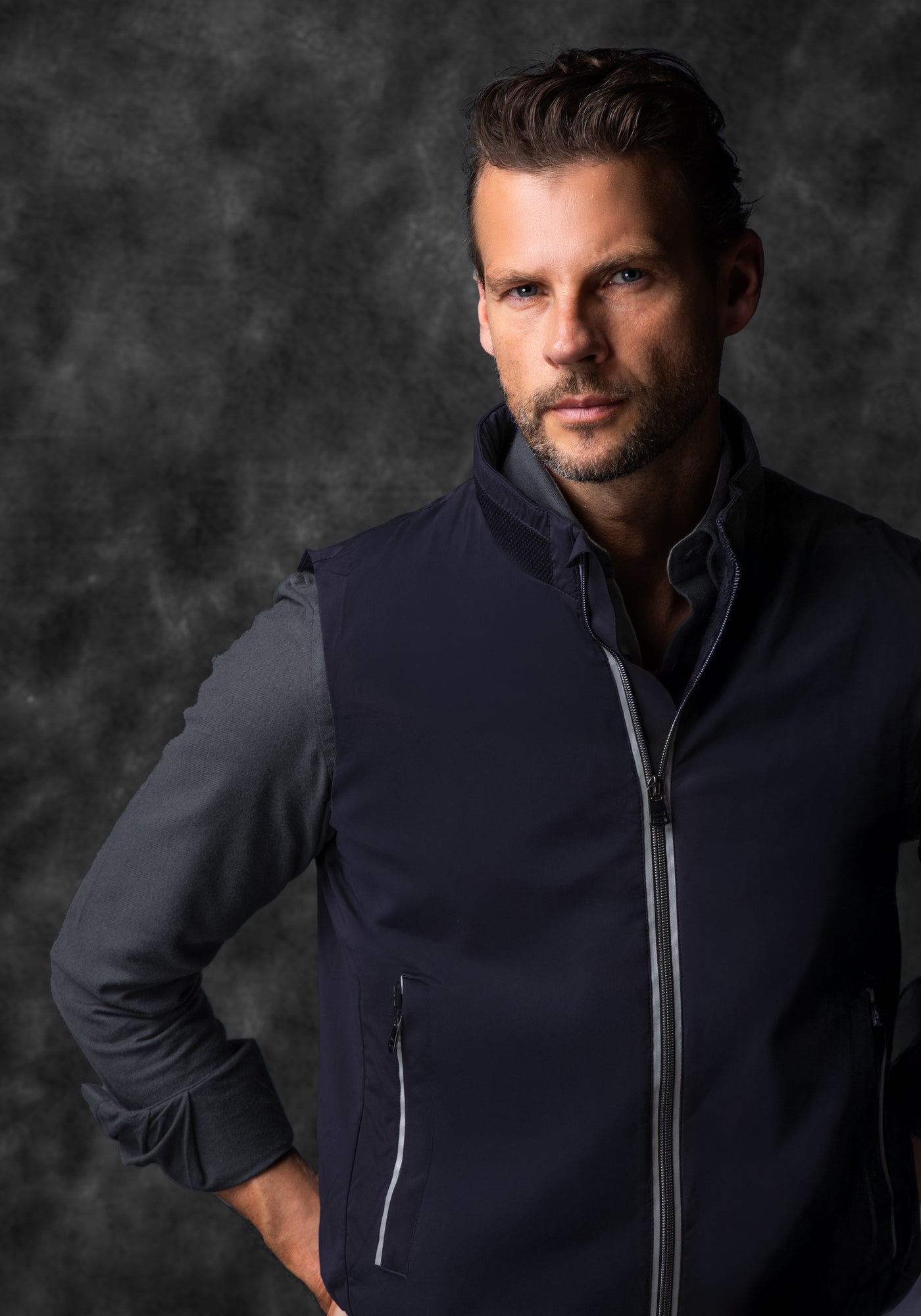 Metallic Navy Polyamide Vest