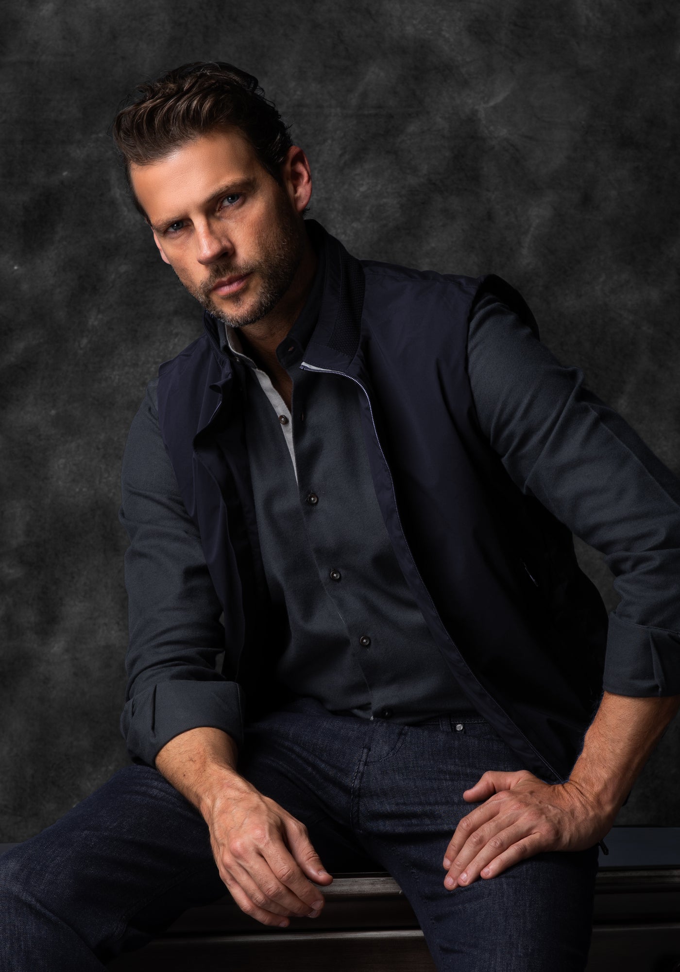 Metallic Navy Polyamide Vest