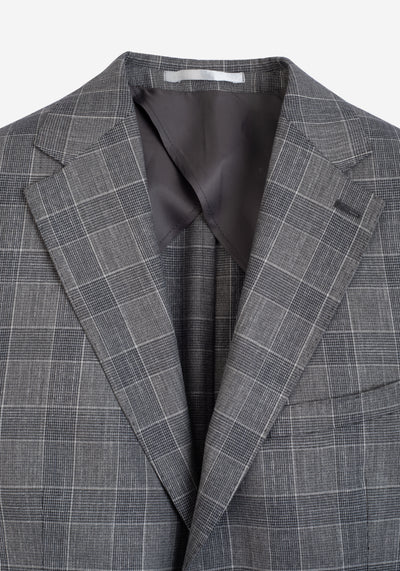 Contemporary Fit Smoke Grey Checked Blazer