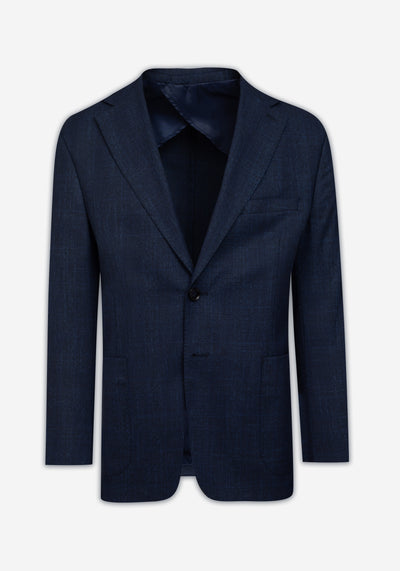 Contemporary Fit Twilight Blue Checked Blazer