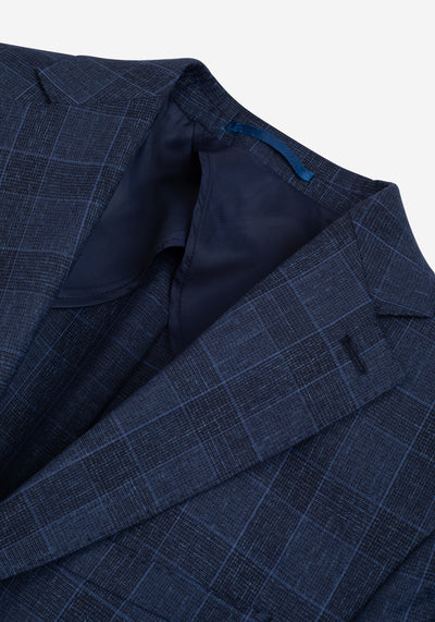 Contemporary Fit Dusk Blue Checked Blazer