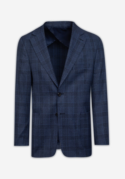 Contemporary Fit Dusk Blue Checked Blazer