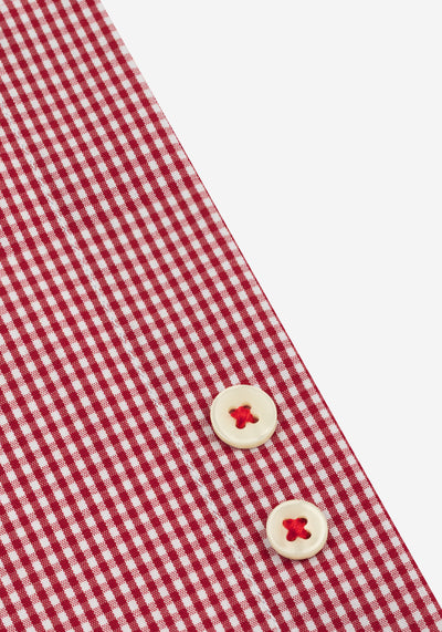 Bright Red Checked Cotton Lycra Shirt