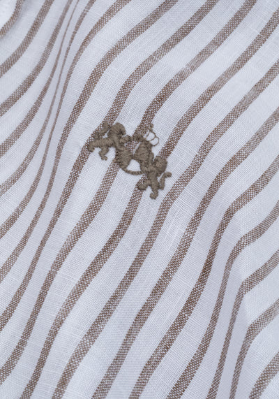 Clay Beige Stripe Belgian Linen Shirt