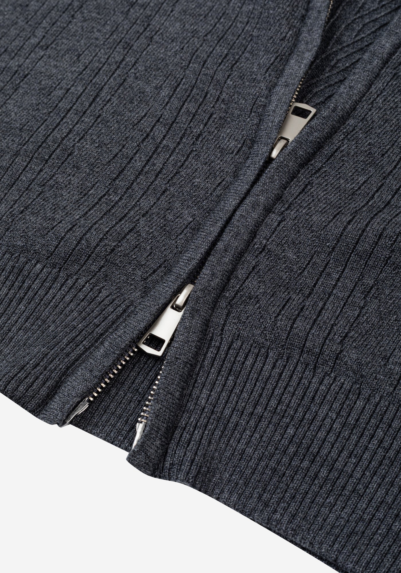 Raven Grey Double-Zipped Merino Wool Blend Pullover