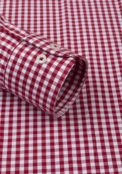 Deep Red Checked Oxford Shirt