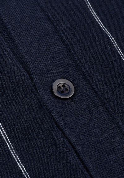 Arctic Navy Stripe Merino Wool Blend Cardigan