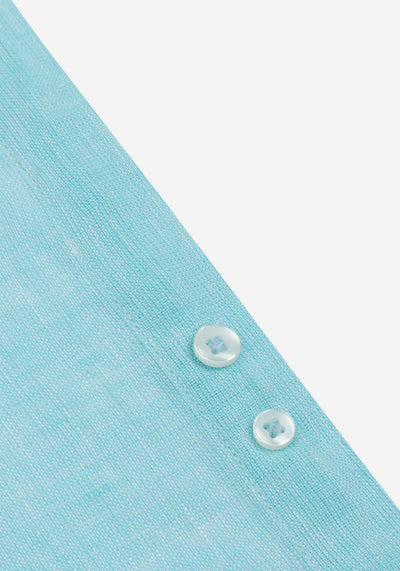 Aqua Blue Belgian Linen Shirt