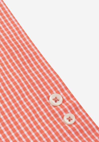 Coral Orange Checked Poplin Shirt
