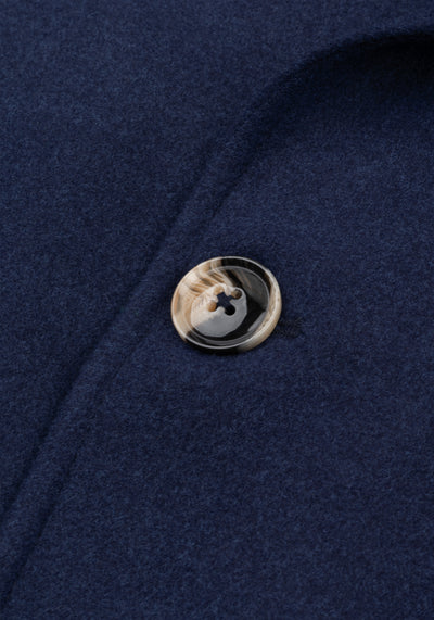 Marine Blue Double-Breasted Poly Coat