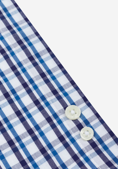 Deep Navy Checked Poplin Shirt