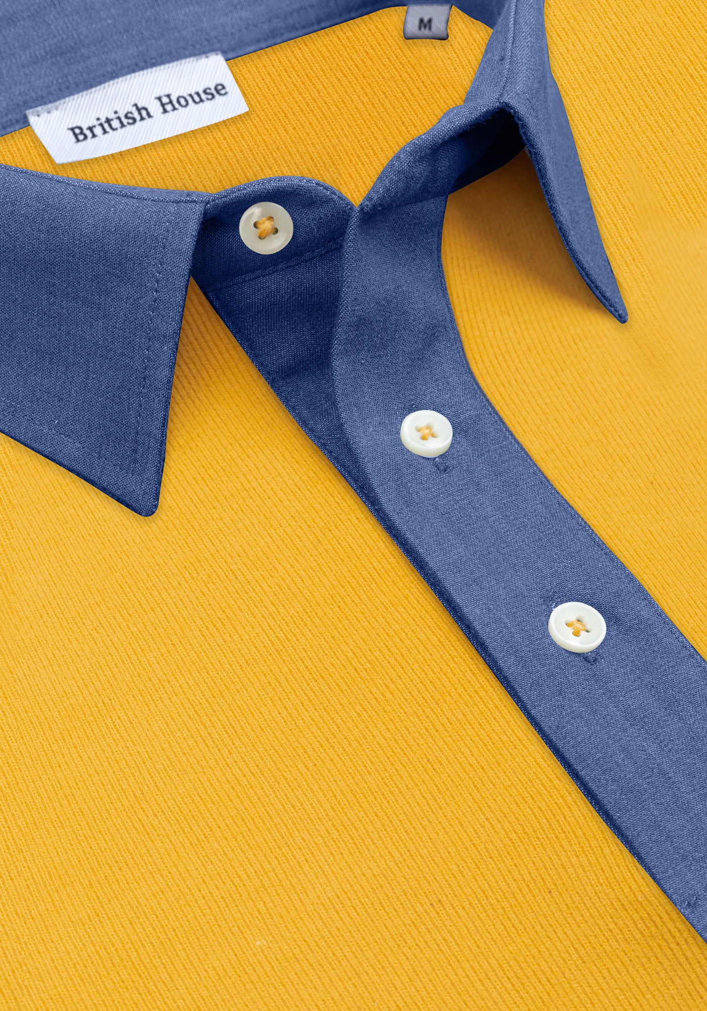 Saffron Yellow Cotton Polo Shirt - Long Sleeve