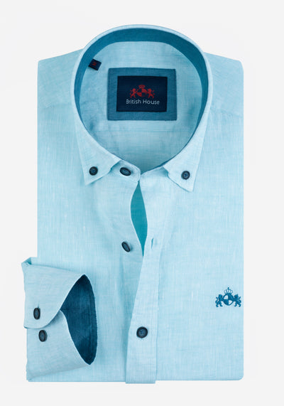 Light Powder Blue Belgian Linen Shirt