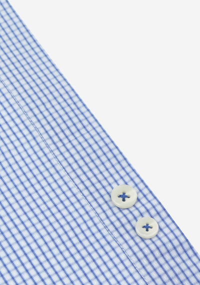 Blossom Blue Checked Basket Weave Shirt