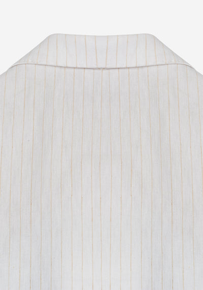 White Desert Beige Stripe Cotton Tencel Linen Blazer