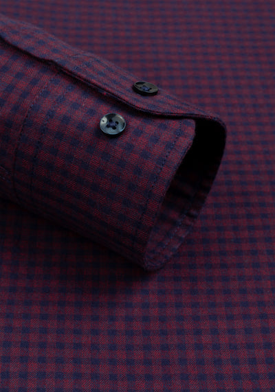 Twilight Burgundy Checked Flannel Twill Shirt