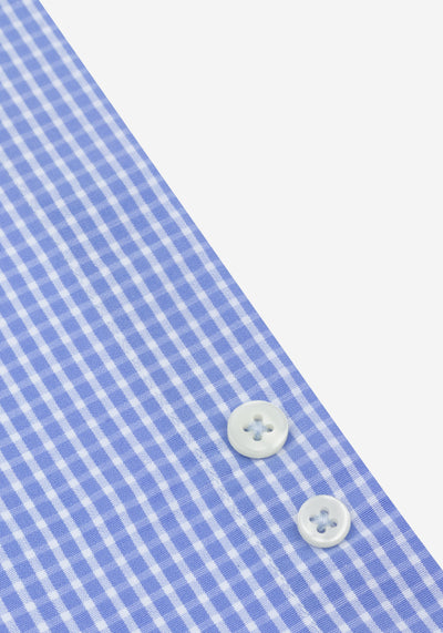 Powder Blue Checked Poplin Shirt