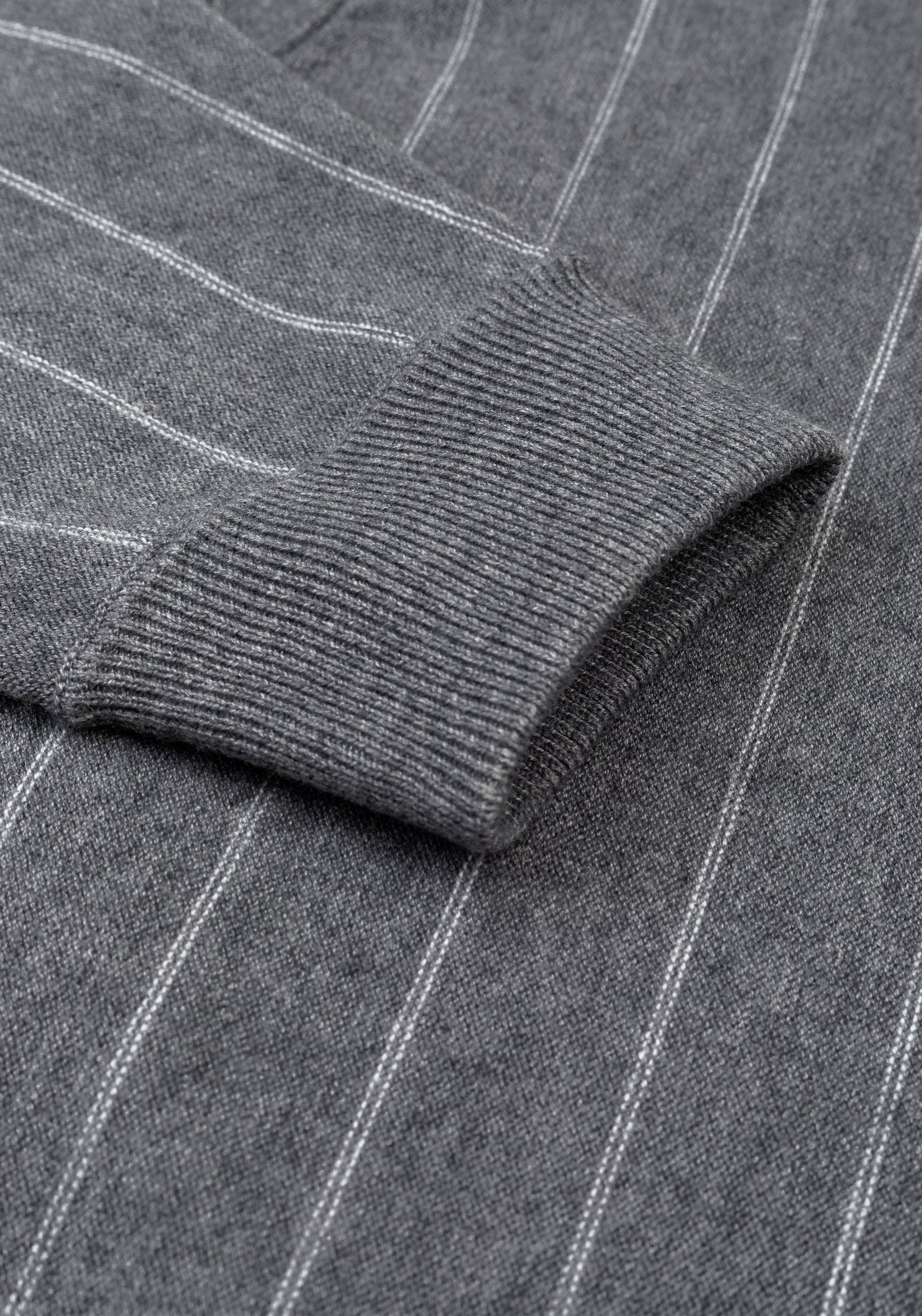 Mono Grey Stripe Merino Wool Blend Cardigan