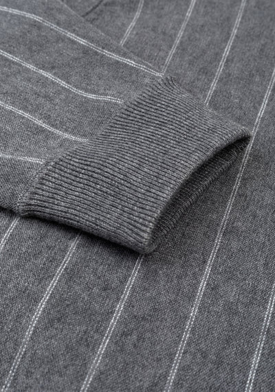 Mono Grey Stripe Merino Wool Blend Cardigan