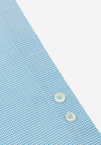 Aqua Blue Checked Mini Houndstooth Shirt