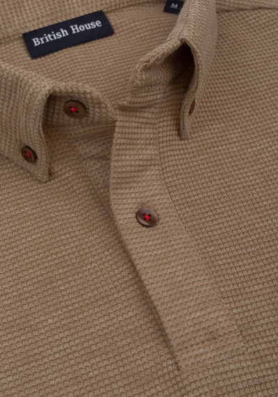 Desert Beige Waffle Polo Shirt