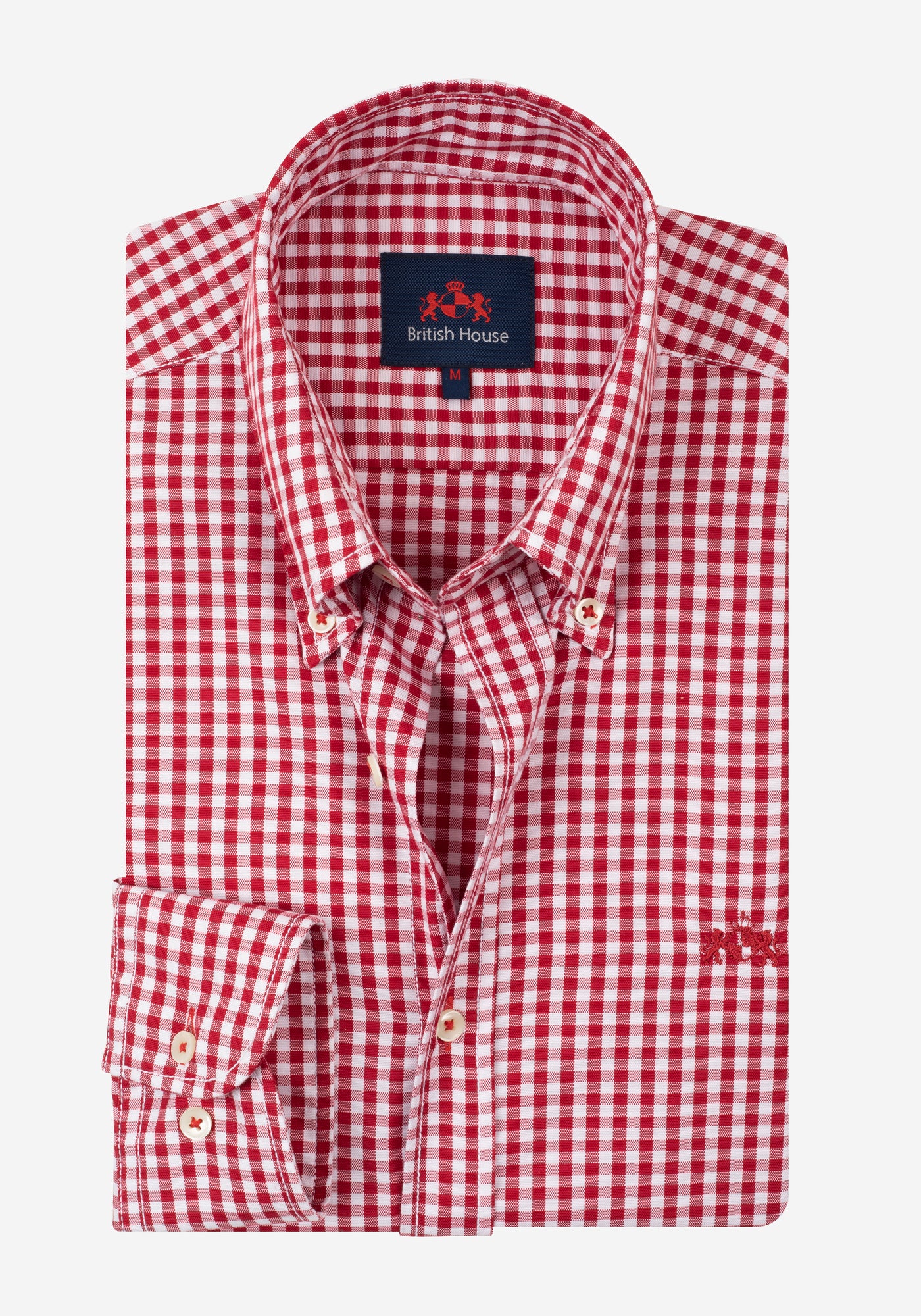 Garnet Red Checked Washed Oxford Shirt