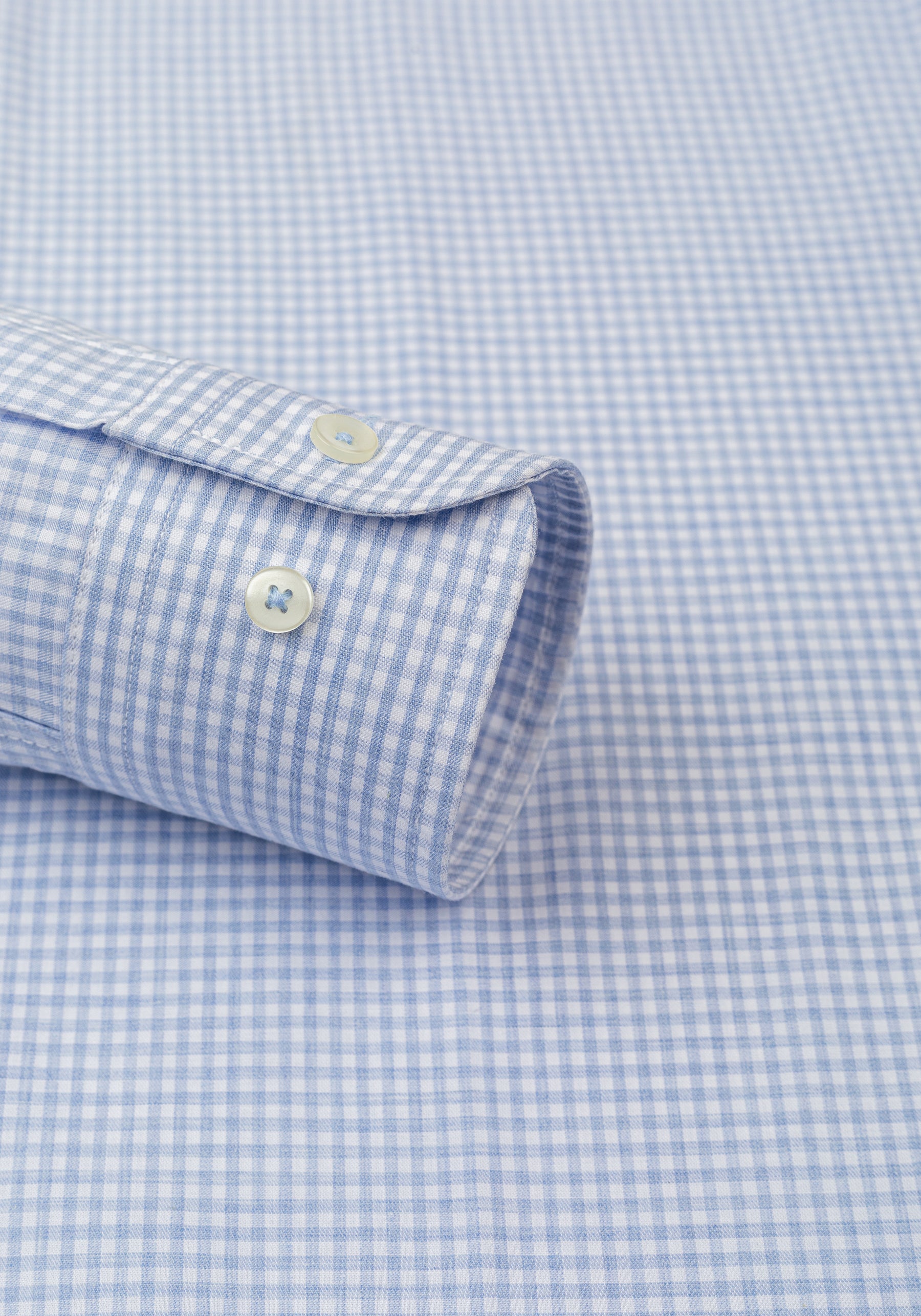 Soft Blue Checked Poplin Shirt