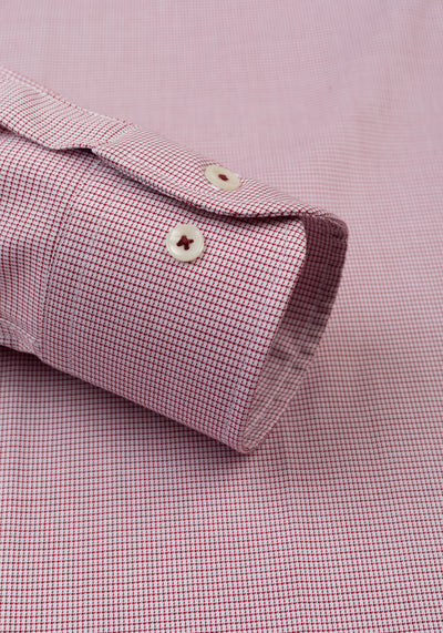 Eterna Red Checked Mini Houndstooth Shirt