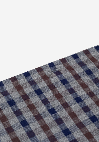 Mocha Brown Navy Checked Flannel Shirt