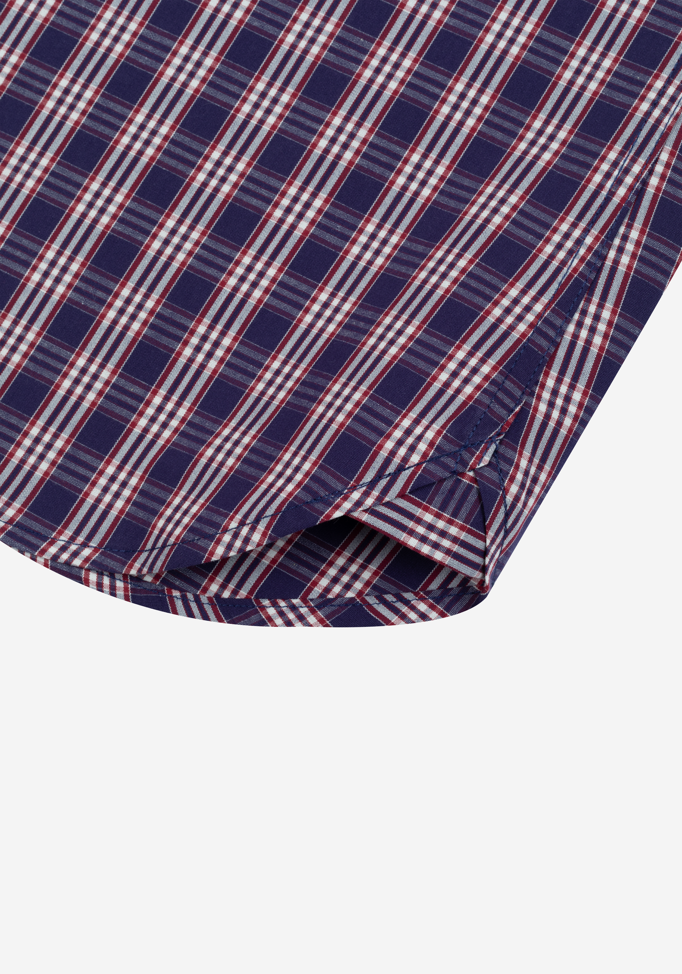 Deep Navy Red Checked Twill Shirt