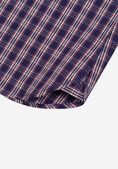 Deep Navy Red Checked Twill Shirt