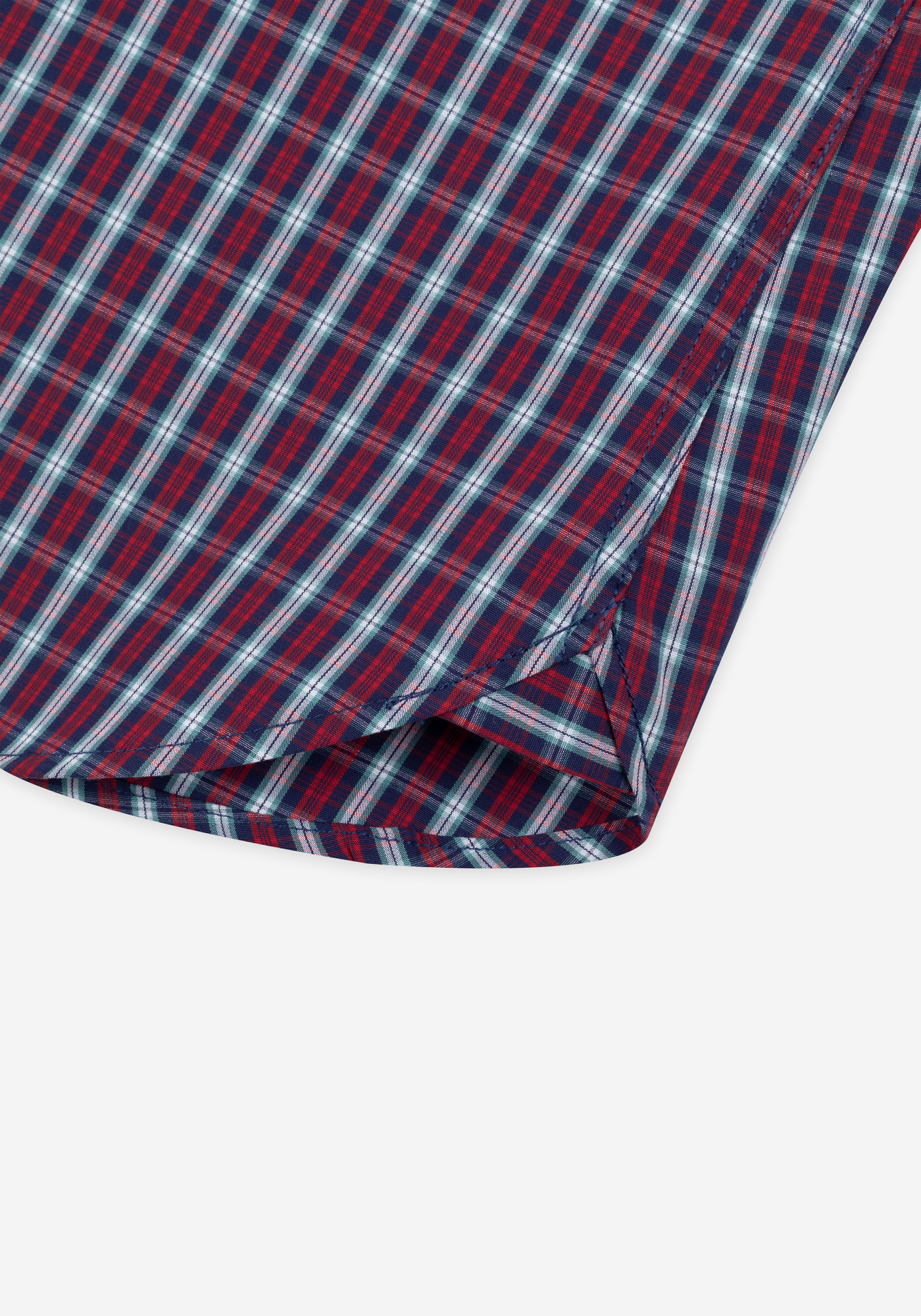Red Navy Checked Twill Shirt