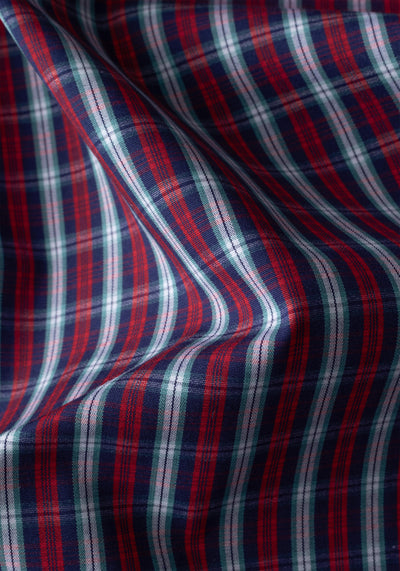 Red Navy Checked Twill Shirt