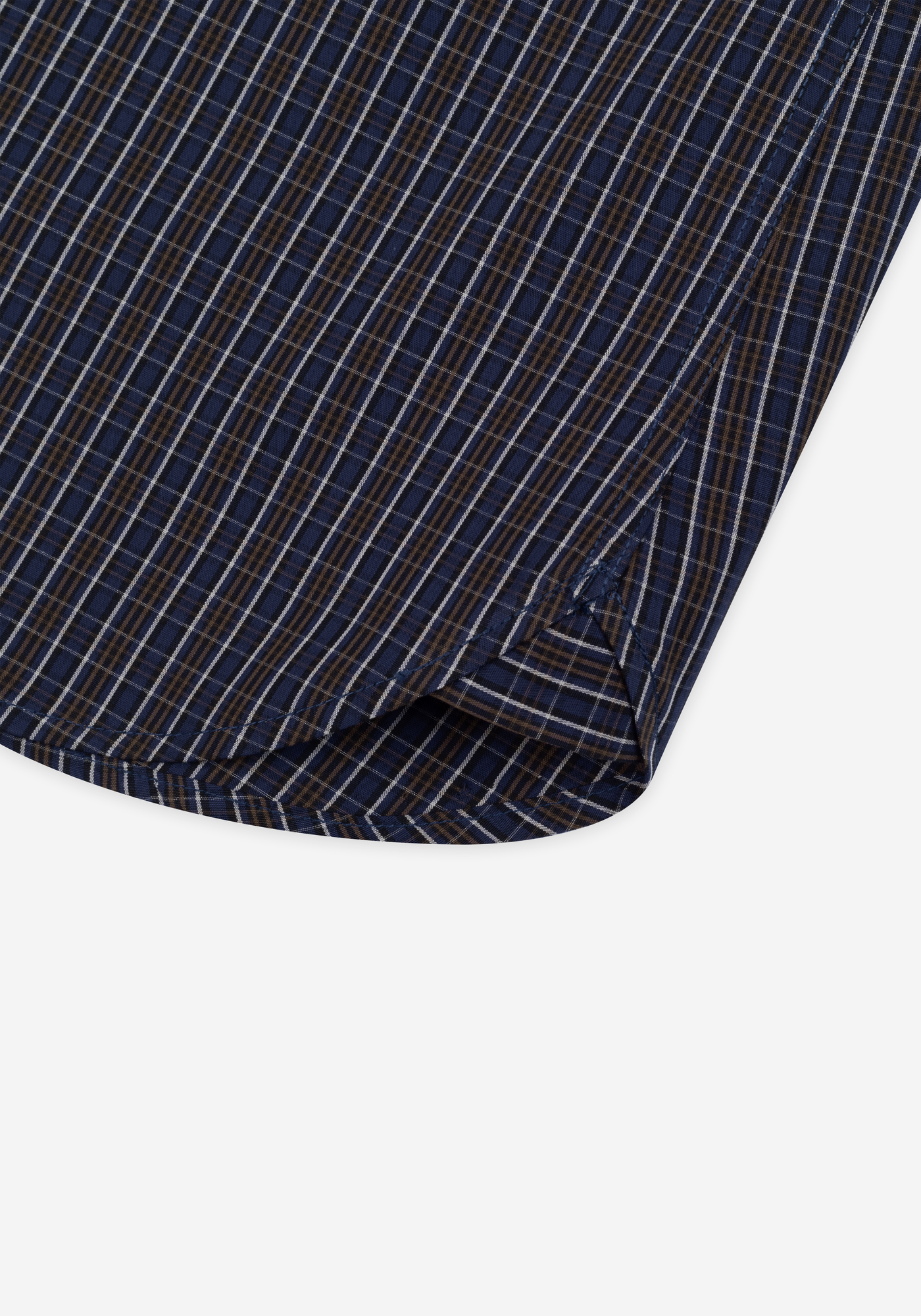 Midnight Navy Brown Checked Twill Shirt