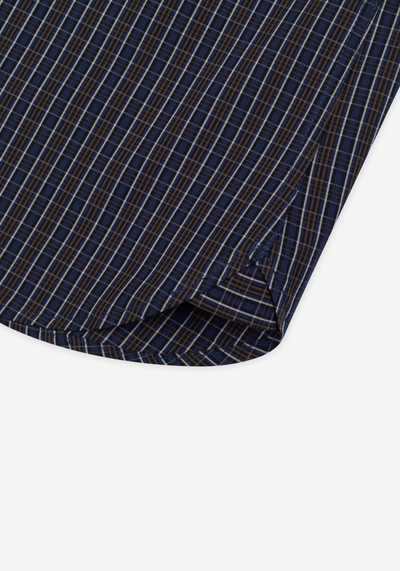 Midnight Navy Brown Checked Twill Shirt