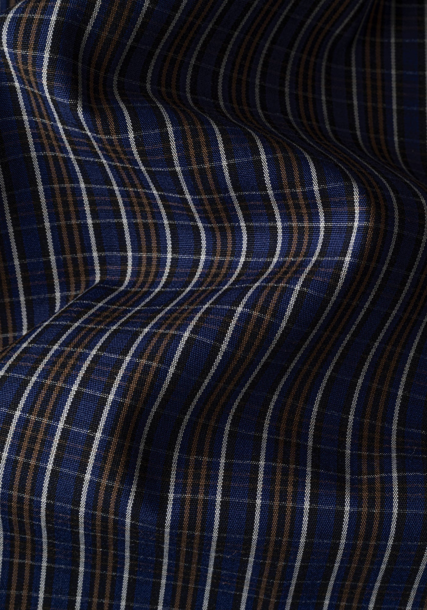 Midnight Navy Brown Checked Twill Shirt