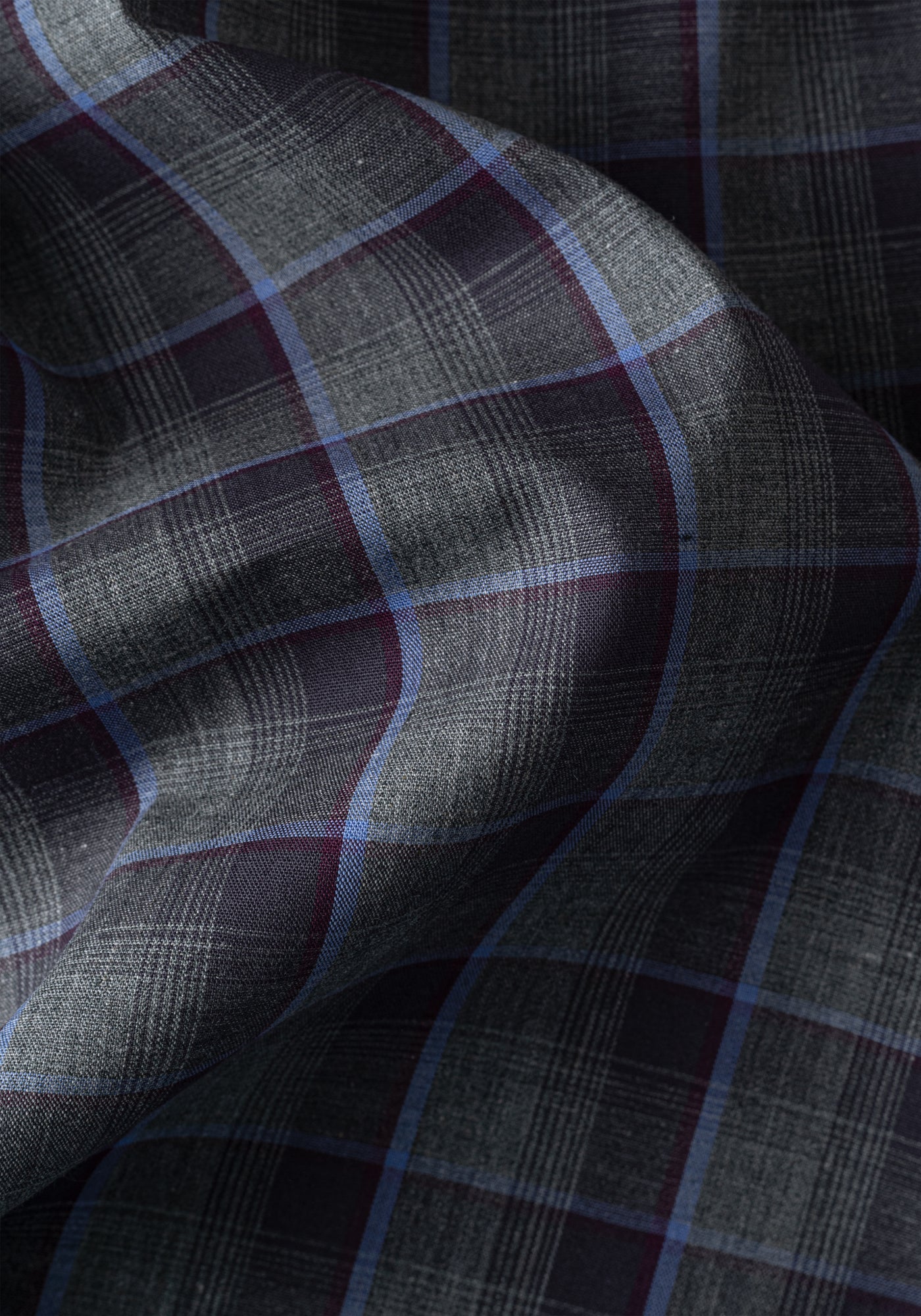 Shadow Grey Navy Checked Twill Shirt