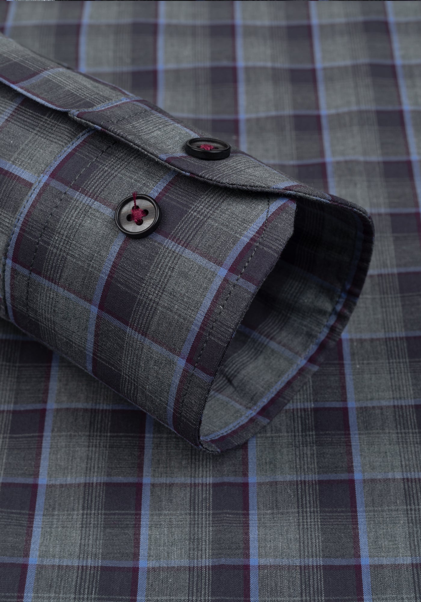 Shadow Grey Navy Checked Twill Shirt