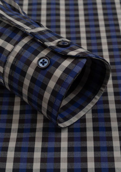 Off-White Blue Checked Twill Shirt