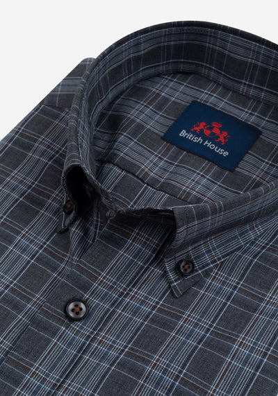 Charcoal Grey Checked Twill Shirt