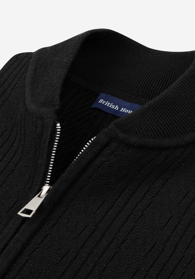 Dusk Black Double-Zipped Merino Wool Blend Pullover