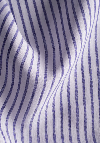 Marine Blue Stripe Belgian Linen Shirt
