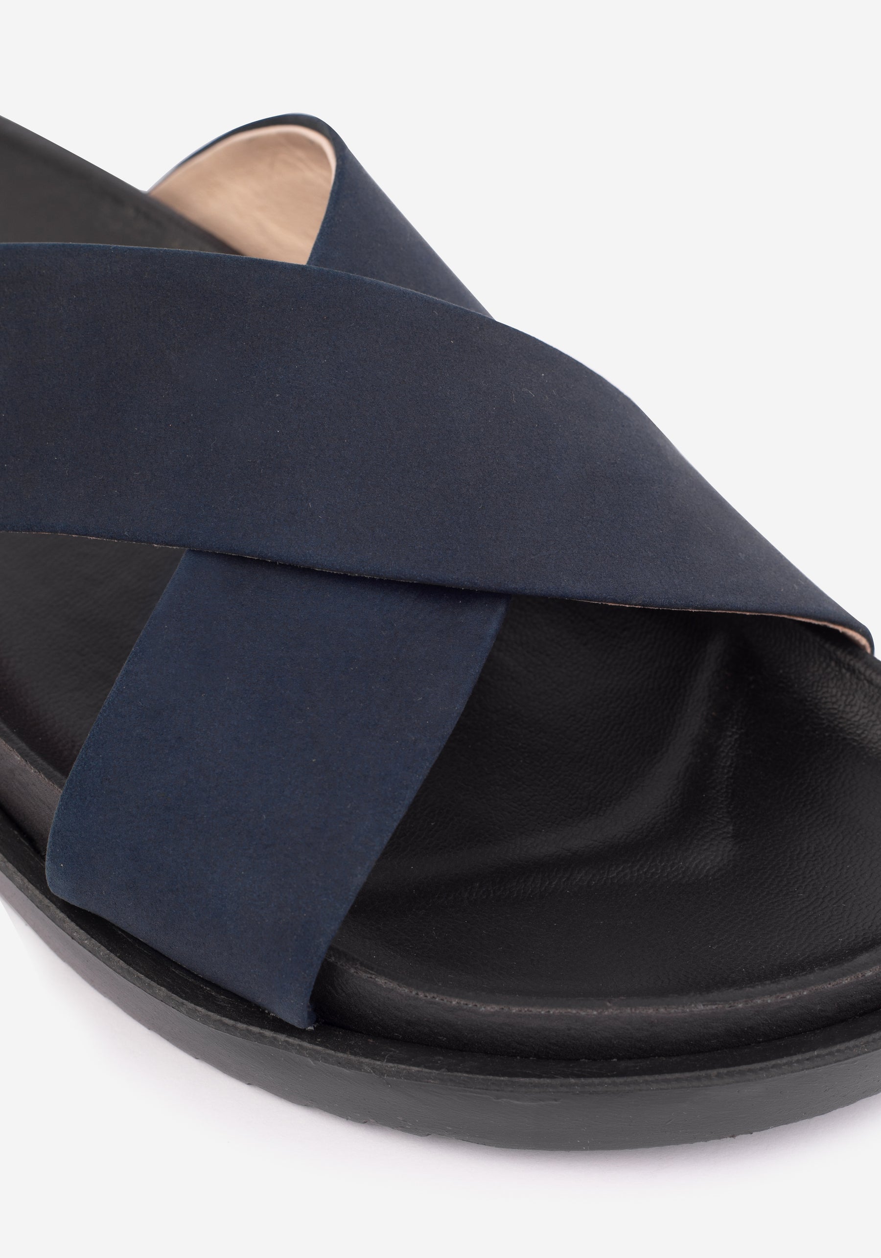 Atlantic Navy Crossover Leather Slide