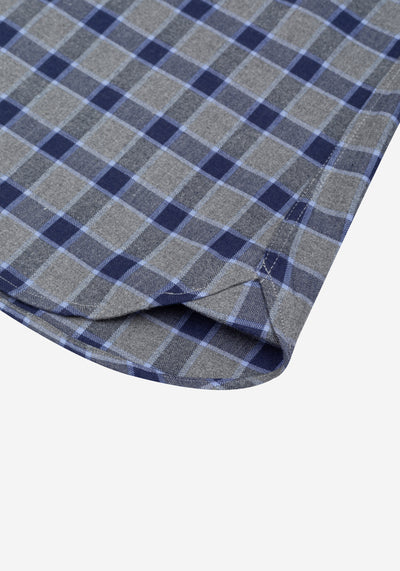 Royal Blue Grey Checked Flannel Shirt