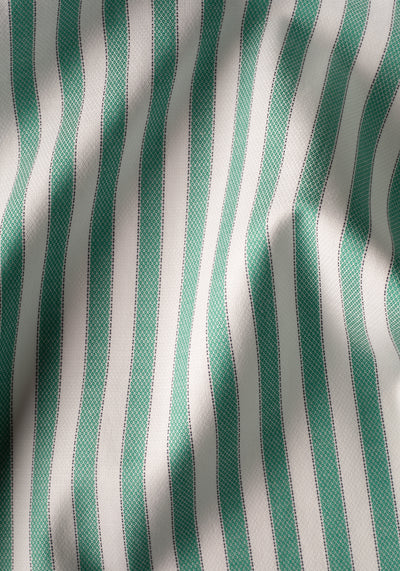 Cactus Green Stripe Basket Weave Shirt - Short Sleeve