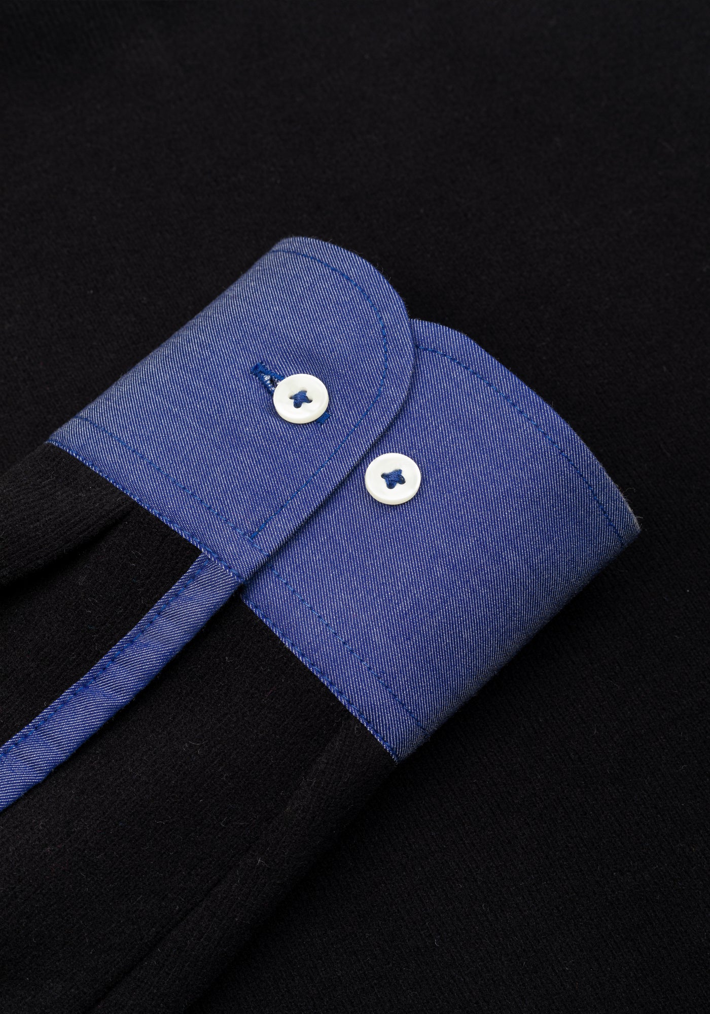 Pitch Black Cotton Polo Shirt - Long Sleeve