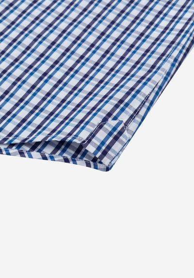 Deep Navy Checked Poplin Shirt