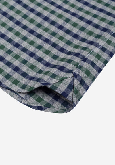 Marine Navy Green Checked Flannel Shirt