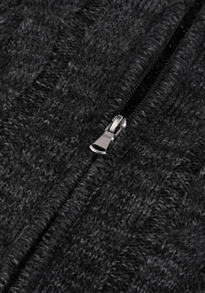 Carbon Black Braided Zipped Pullover